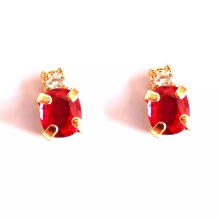 - 苺 - k18+k18gp Ruby & Diamond Earrings/Pierce/Ear-cuff