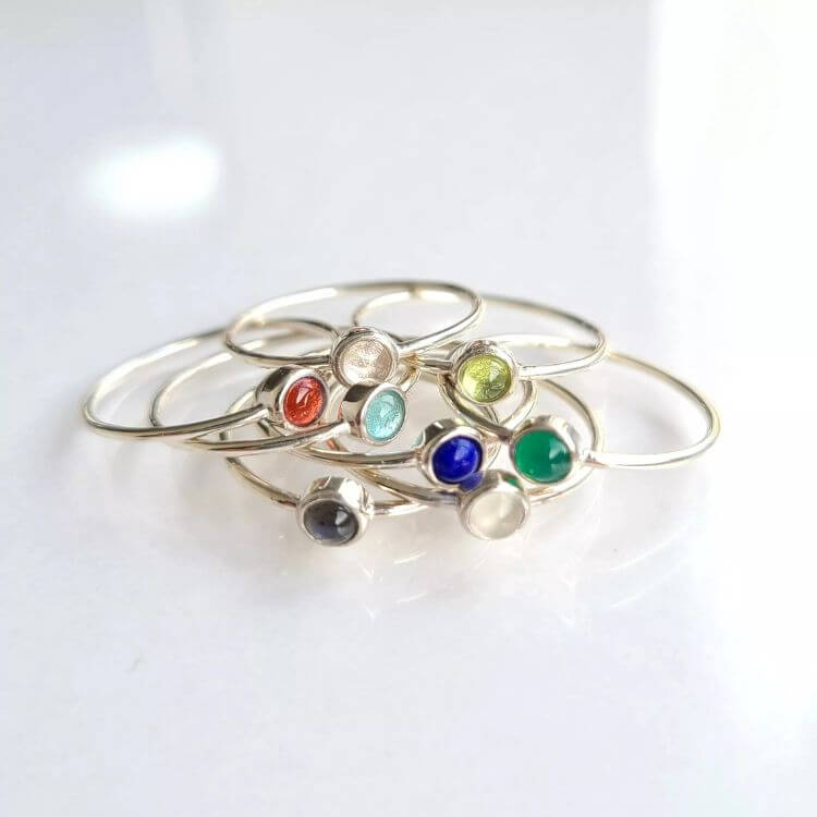 【8colors】gemstone RING / SV925 / 小粒天然石のリング
