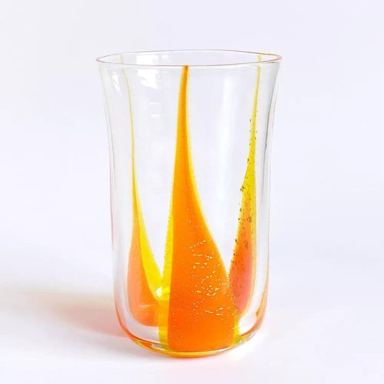 金箔・オレンジ色とイエローのフルーツカラーのグラス
