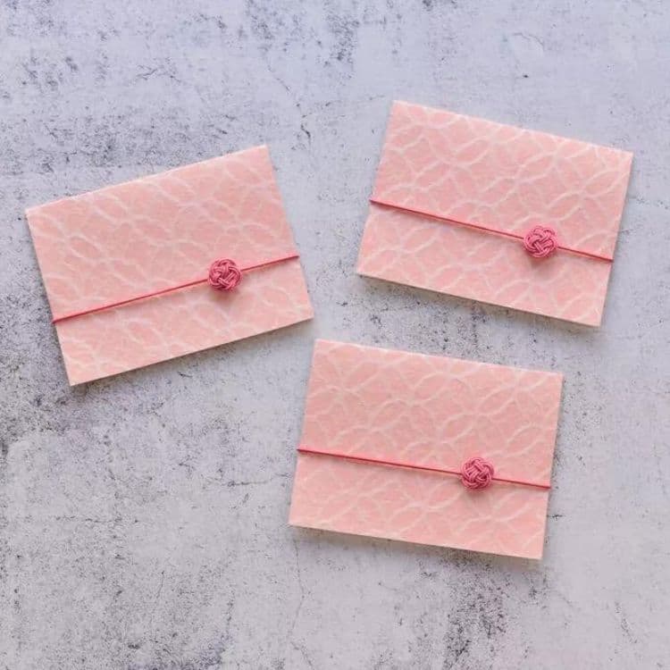 【送料込み／３枚セット】和のメッセージカード二つ折り【ピンク】