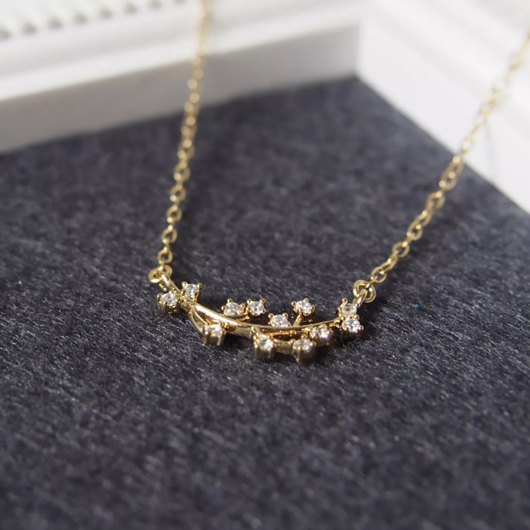 【16KGP】cz branch / gold necklace